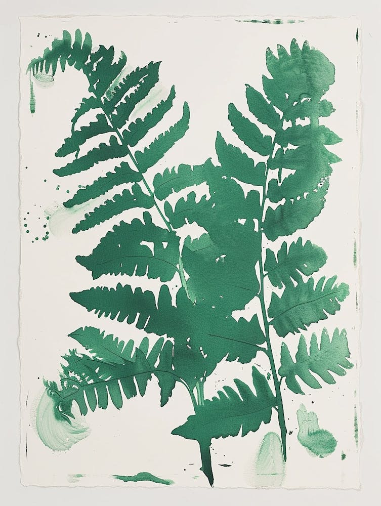 Green Ink Painting Of A Button Fern 1