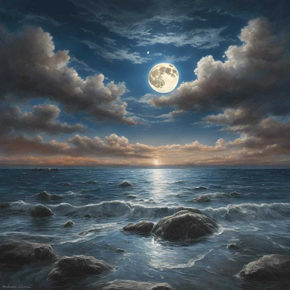 Full Moon Over The Ocean