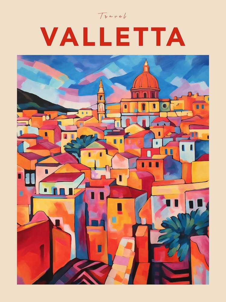 Valletta Malta 4 Fauvist Travel Poster