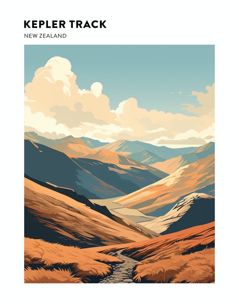 Kepler Track New Zealand 3 Hiking Trail Landscape Poster