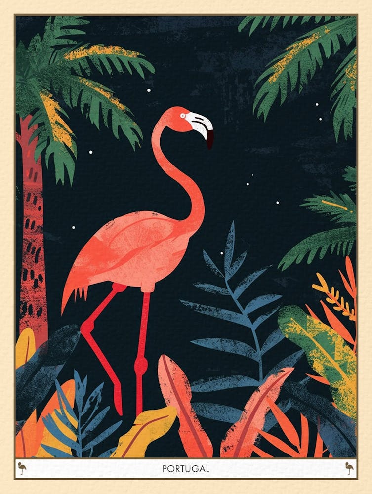Greater Flamingo Portugal Tropical Illustration 3 Poster