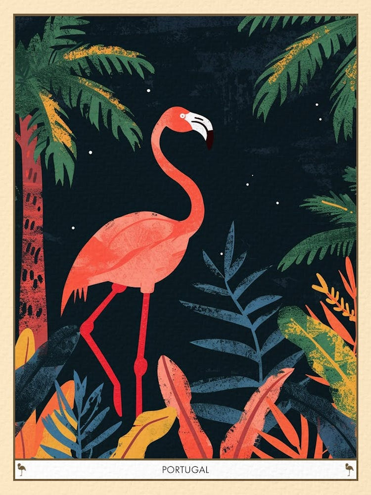 Greater Flamingo Portugal Tropical Illustration 3 Poster
