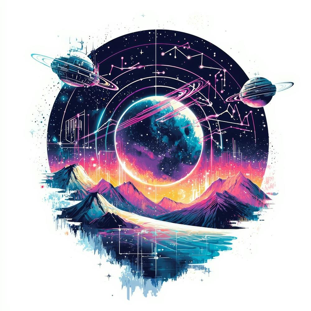 Space Tee.Generiert KI. Wand 3