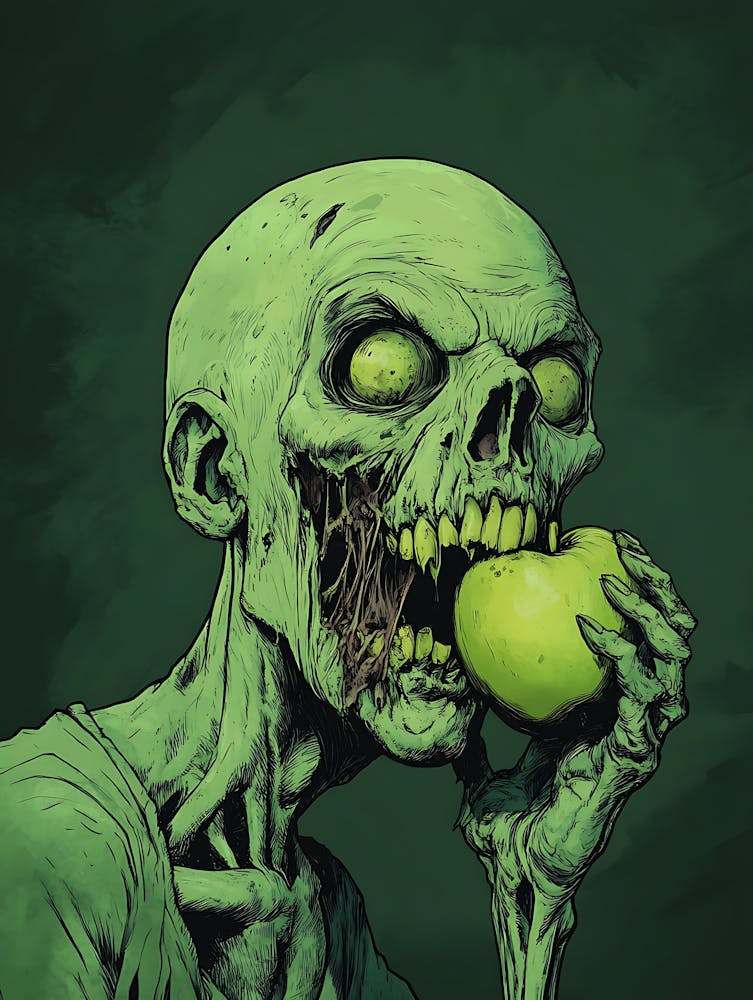 Scary Zombie Eating An Apple 14