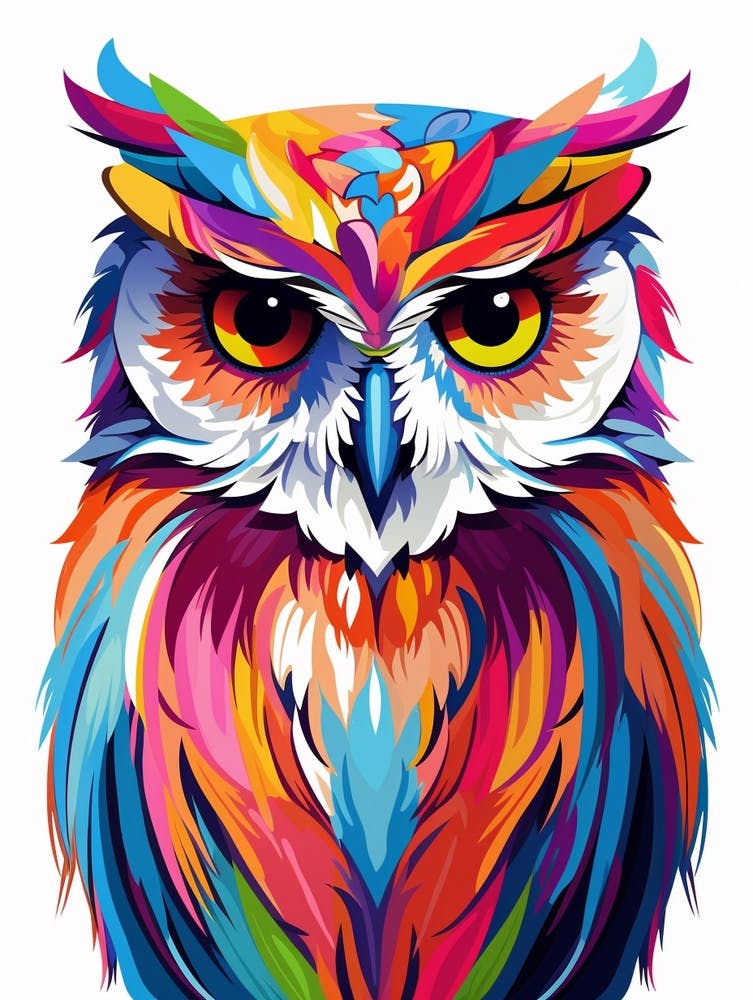 Colourful Geometric Bird Eastern Screech Owl