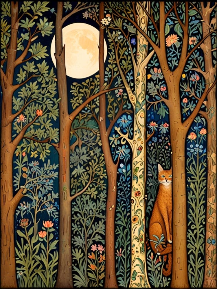 William Morris Cat In The Forest 35