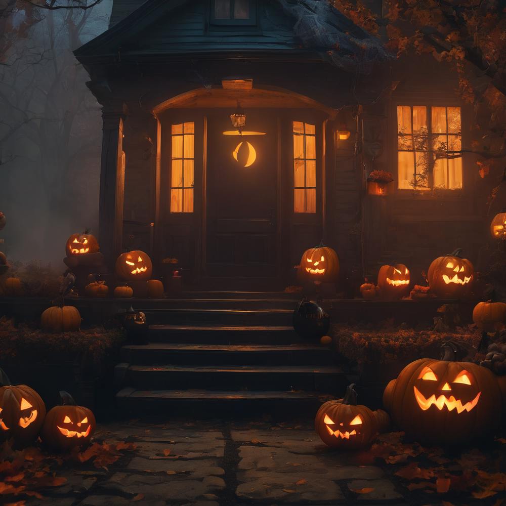 Halloween House With Pumpkins