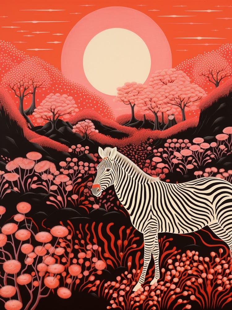 Pink Plants & Flowers Zebra 1