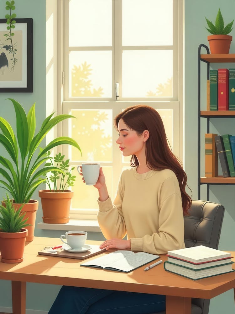 Woman Working At Home