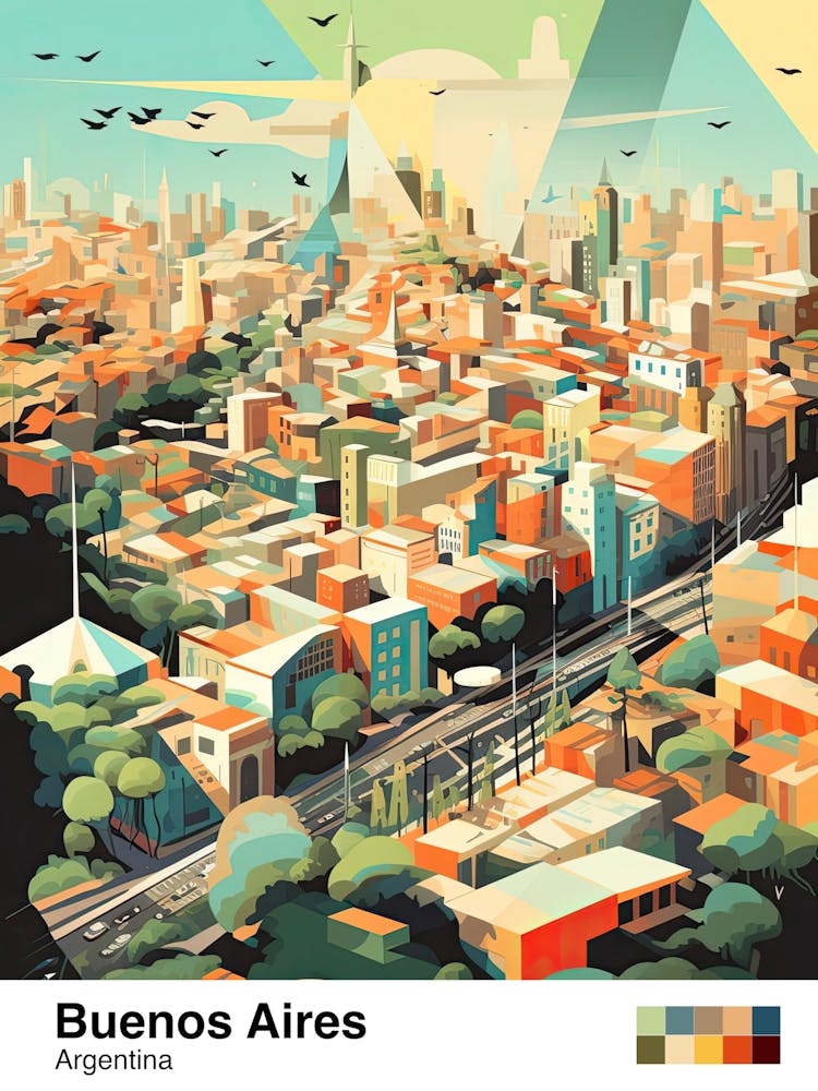 Buenos Aires, Argentina, Geometric Illustration 2 Poster