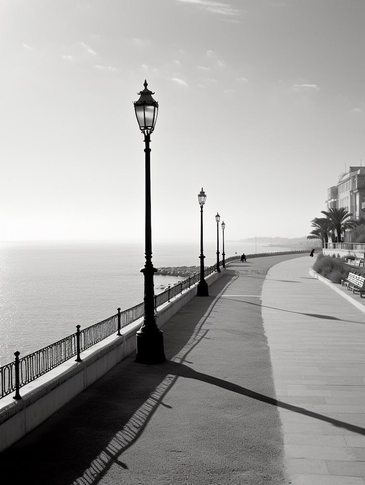Nice, France, Black And White Old Photo 4