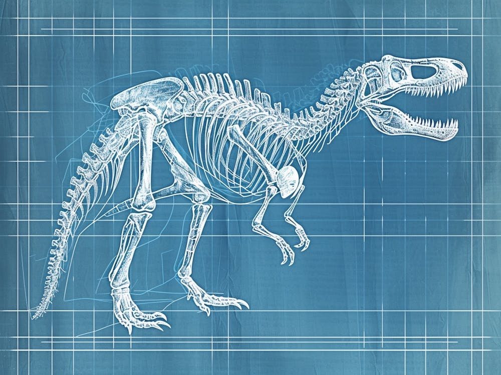 Carnotaurus Skeleton Hand Drawn Blueprint 2