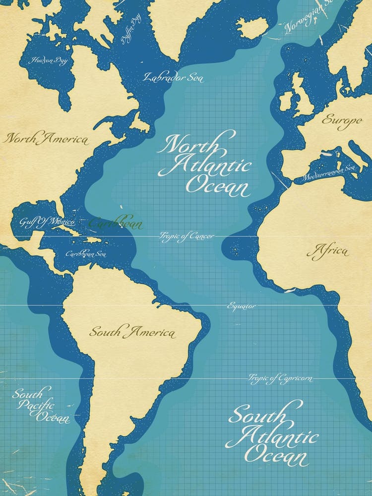 Vintage nautical world map