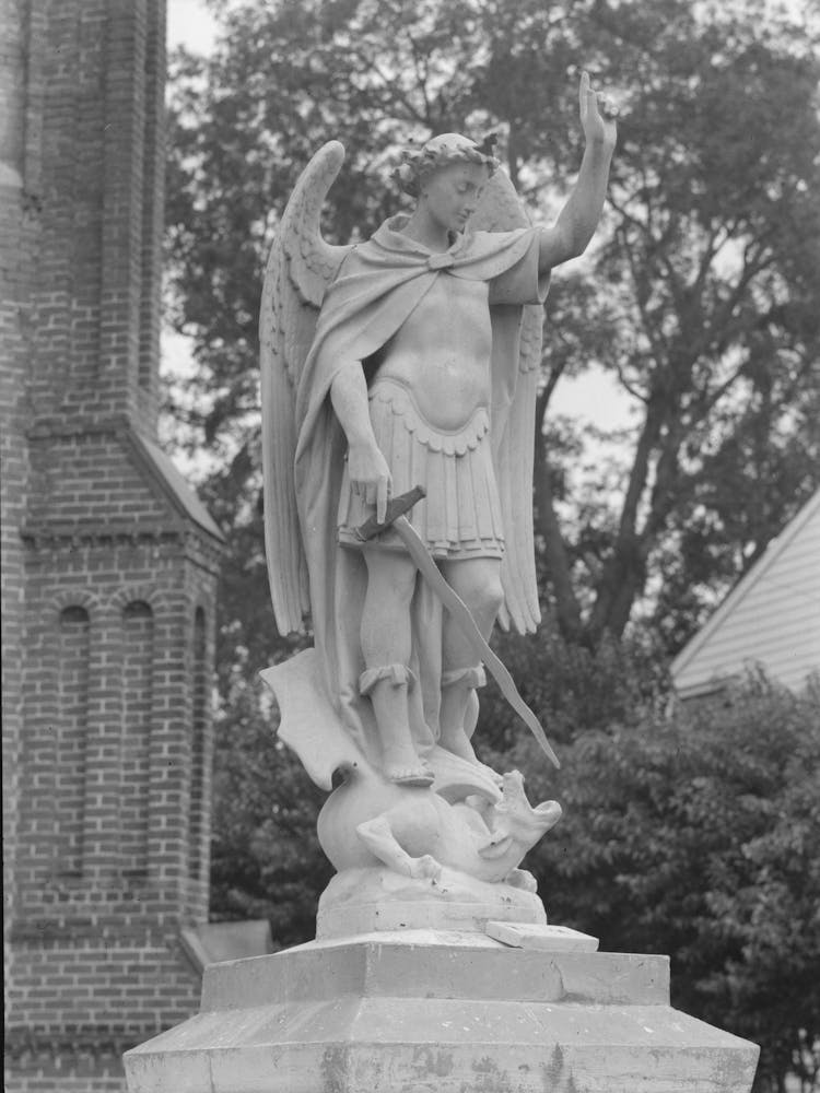 Statue In Front Of Saint John S Church, Convent, Louisiana By Russell Lee