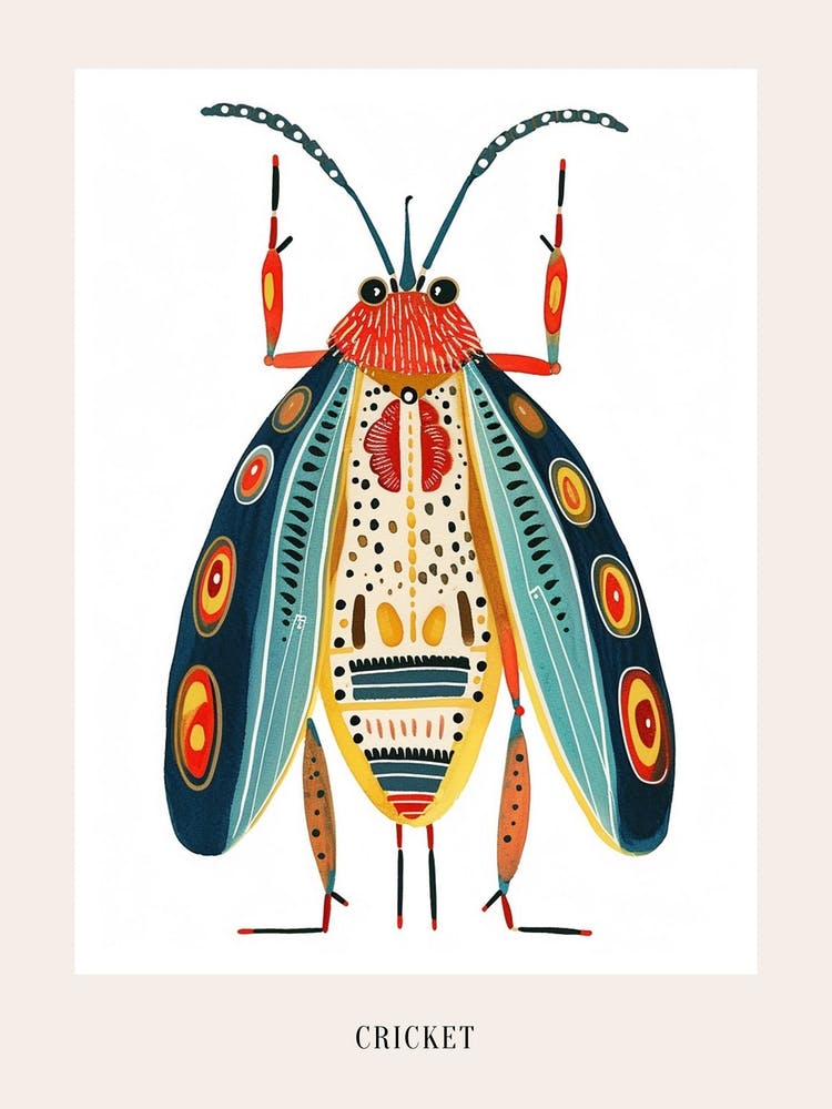 Farbenfrohe Insektenillustration Grille 8 Poster
