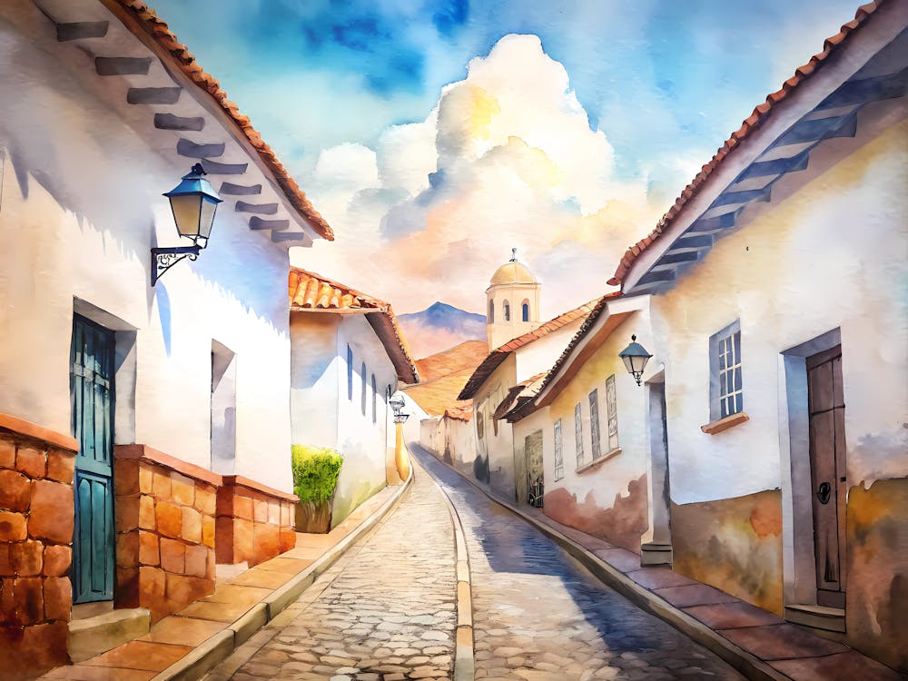 Sucre Bolivien Eine Vintage Illustration