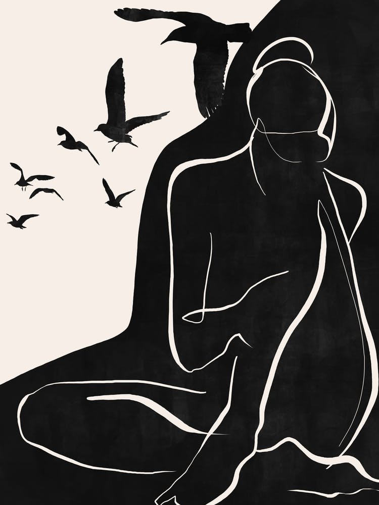 Woman Silhouette With Birds