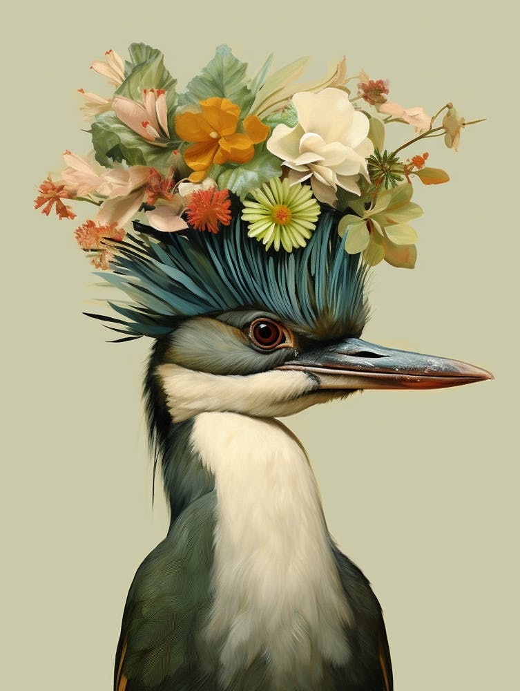 Bird With A Flower Crown Green Heron 3