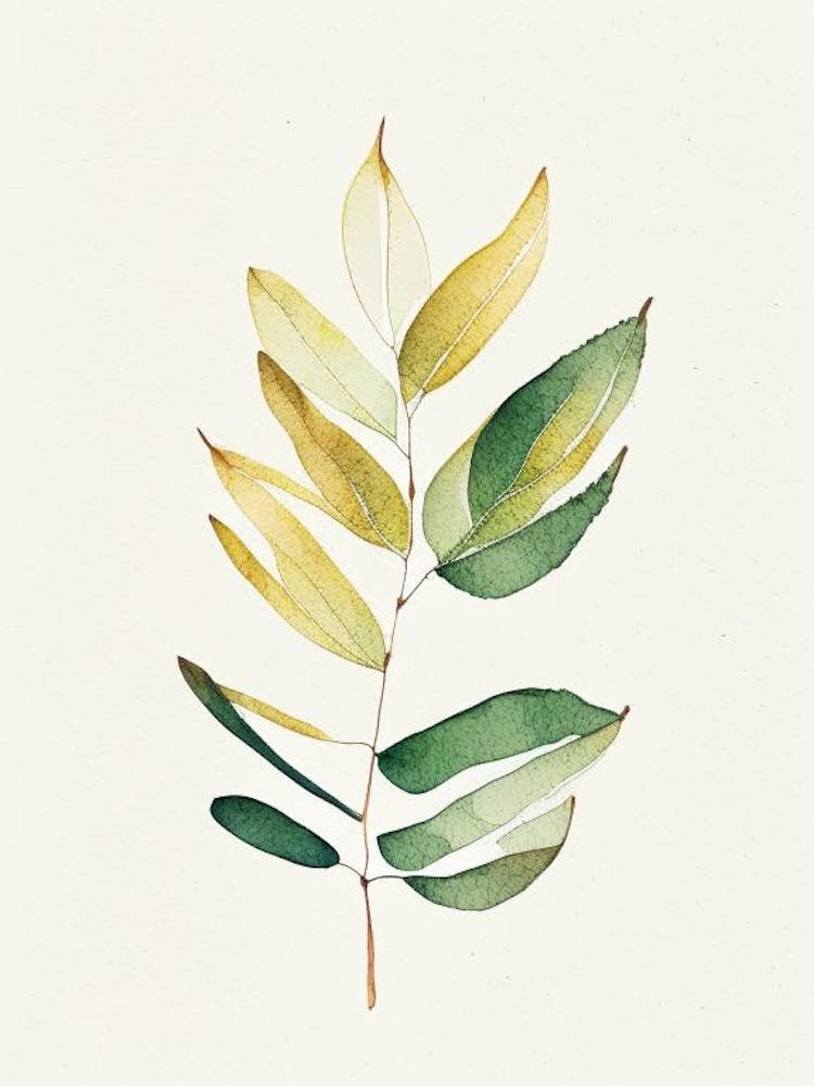 Curry Leaf Minimalist Watercolour 1