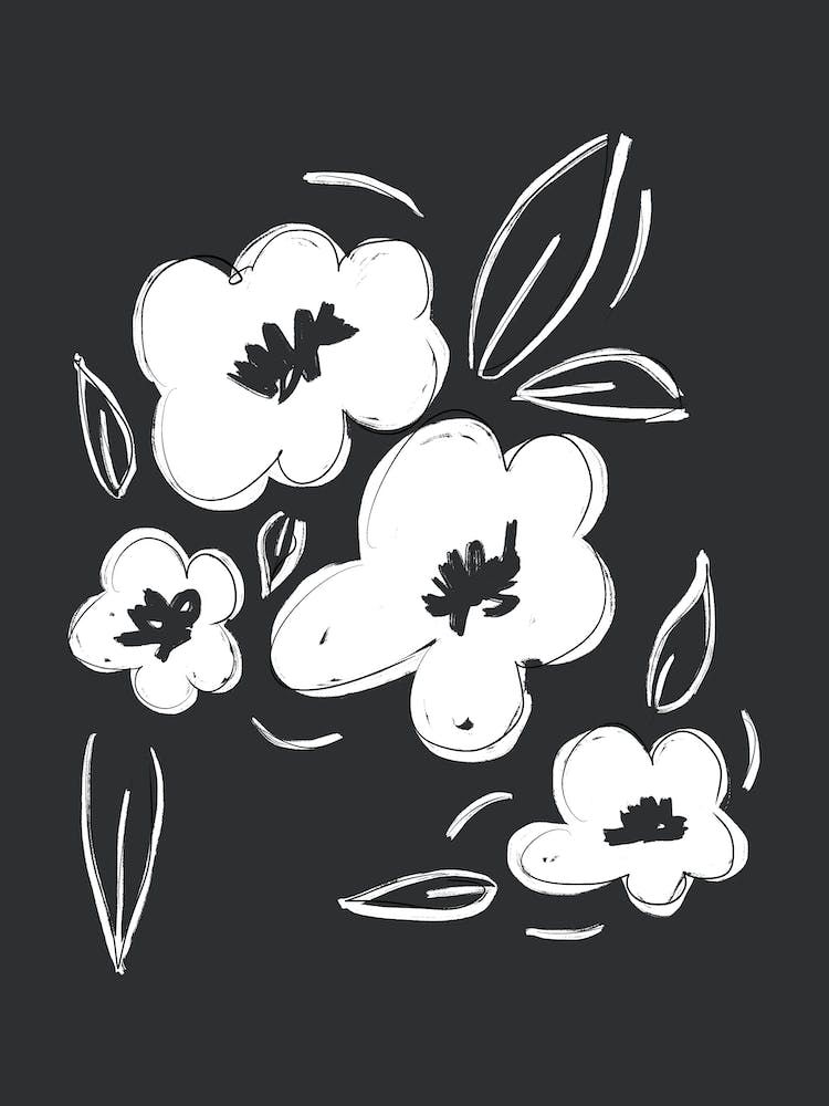 Flower Bouquet 3 Black White