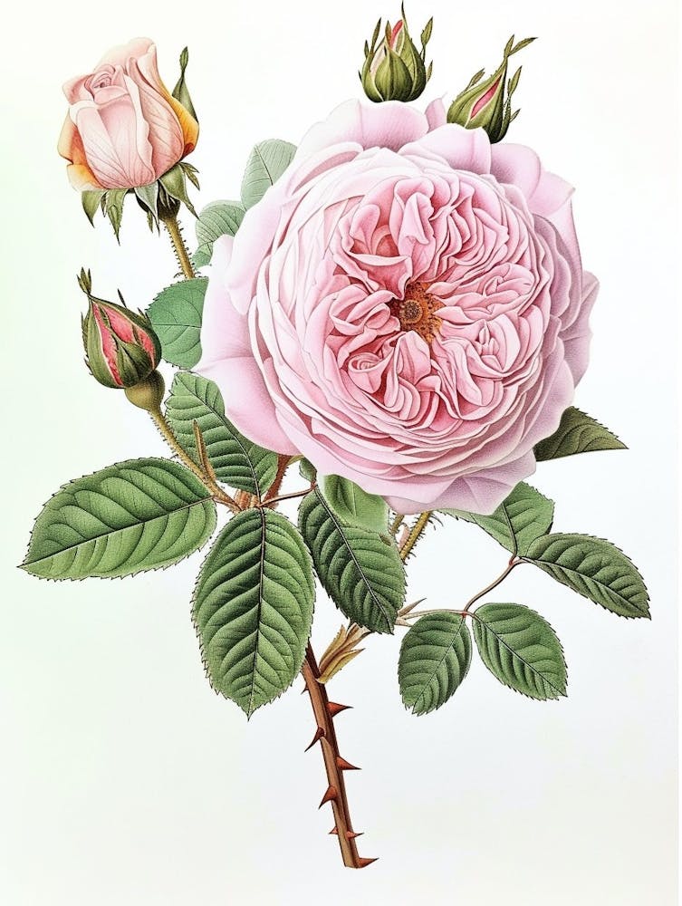 English Roses Painting Detailed Botanical 3