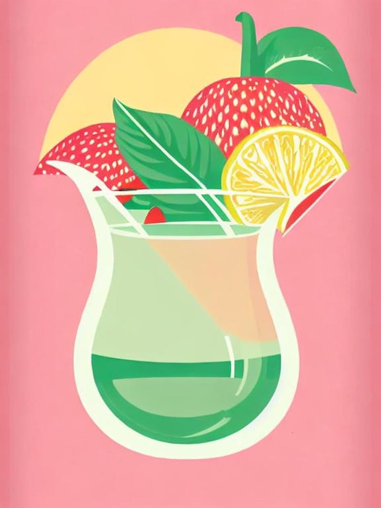 Erdbeer-Daiquiri Retro-Pink Cocktail-Poster