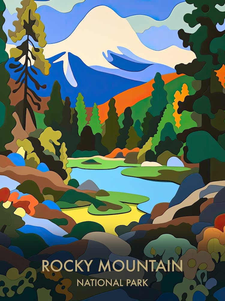 Rocky Mountain National Park Travel Poster Matisse Style 2