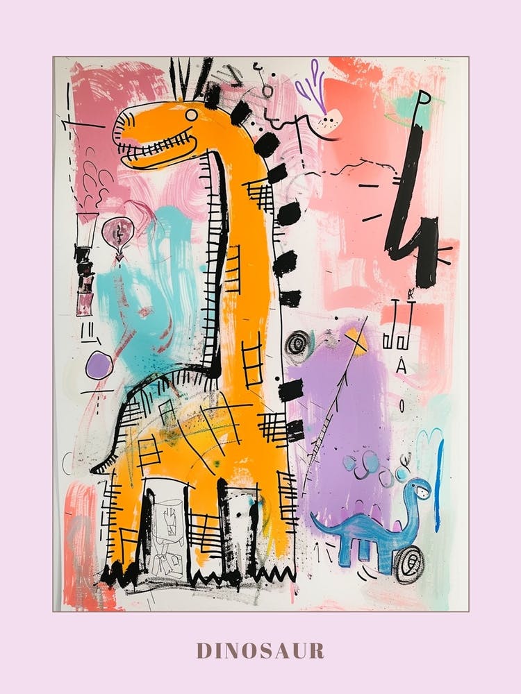 Abstract Dinosaur Graffiti Style Painting 2 Poster