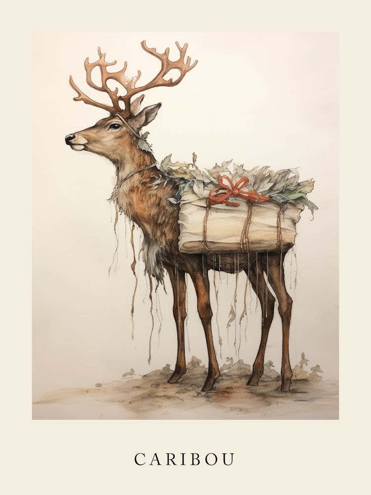 Beatrix Potter Inspired  Animal Watercolour Caribou 3