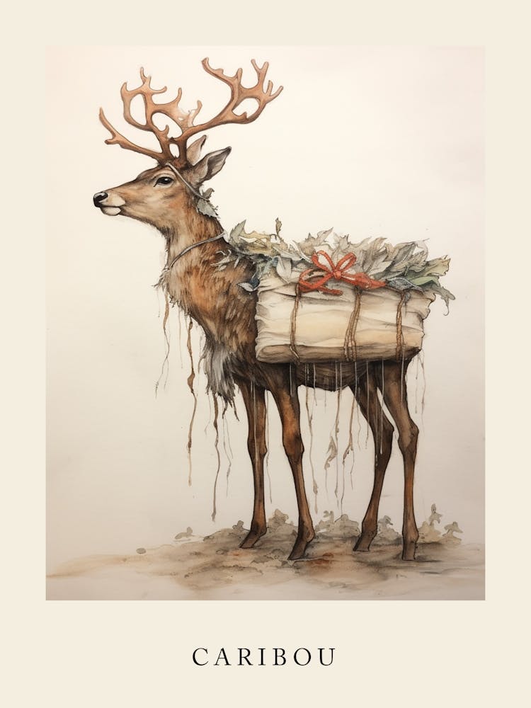 Beatrix Potter Inspired  Animal Watercolour Caribou 3