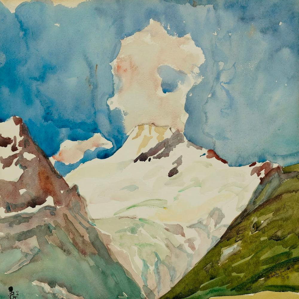 Giovanni Giacometti Schneebedeckter Piz Badile Im Bergell