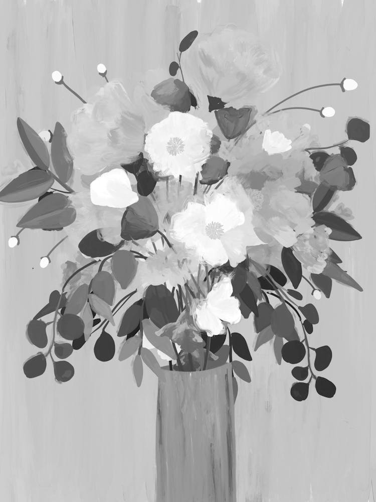 White And Gray Flowers In A Vase