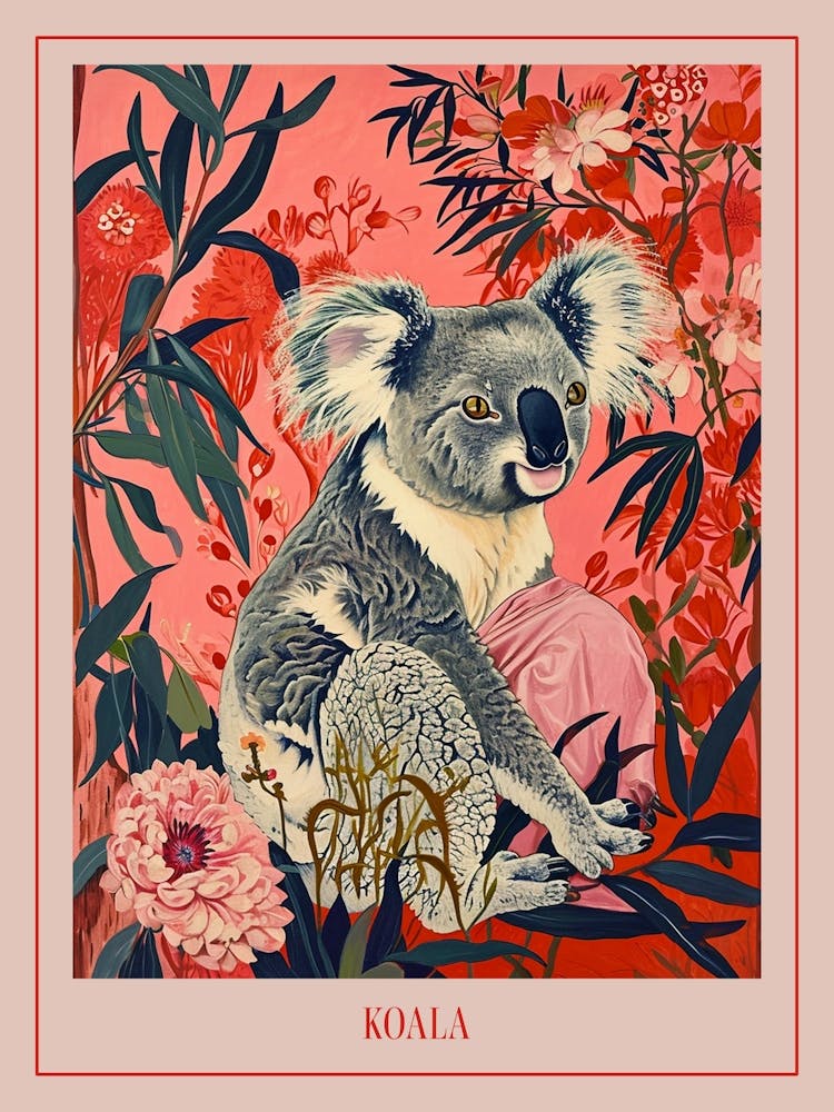 Floral Animal Painting Koala 3 Poster