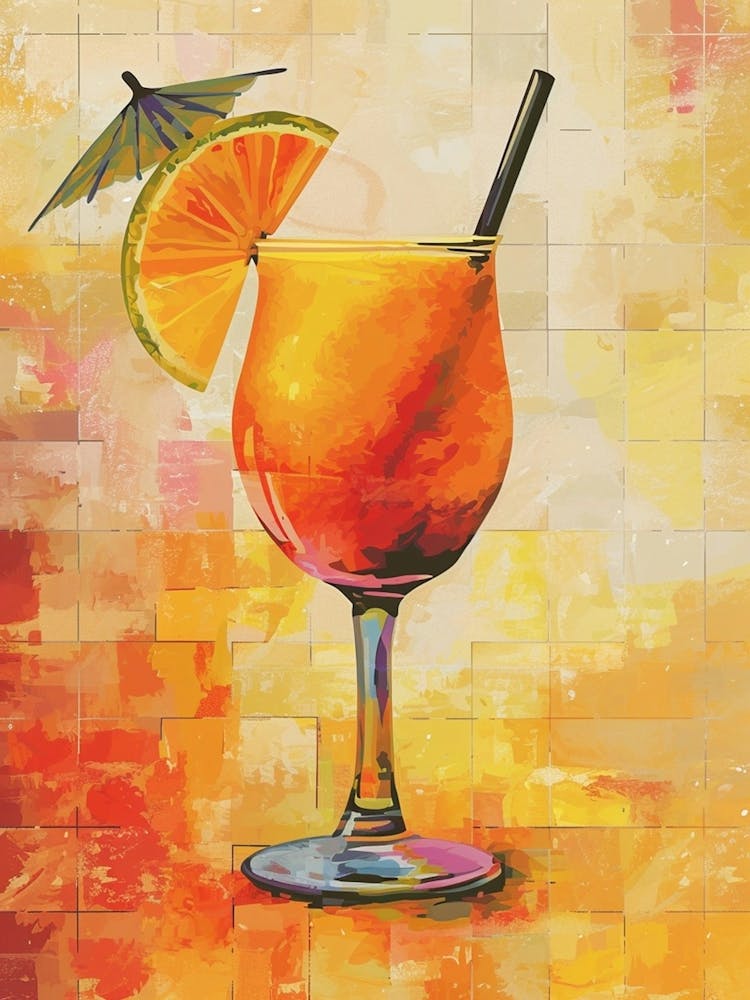 Tequila Sunrise Inspired Cocktail Watercolour 3