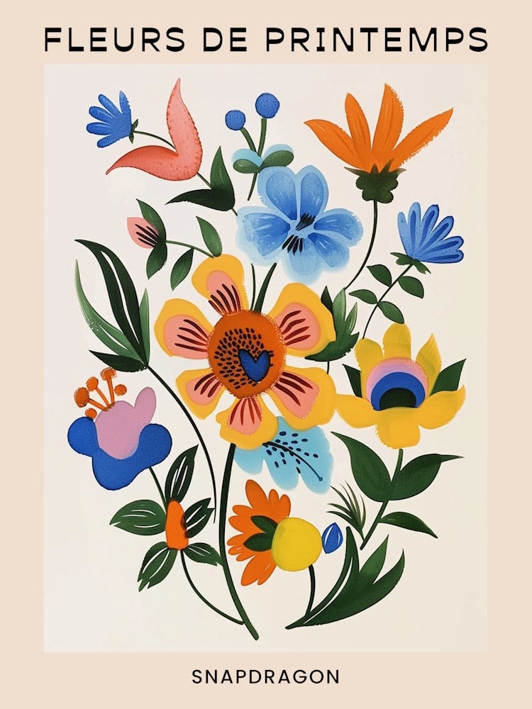 Spring Floral French Poster  Snapdragon 1