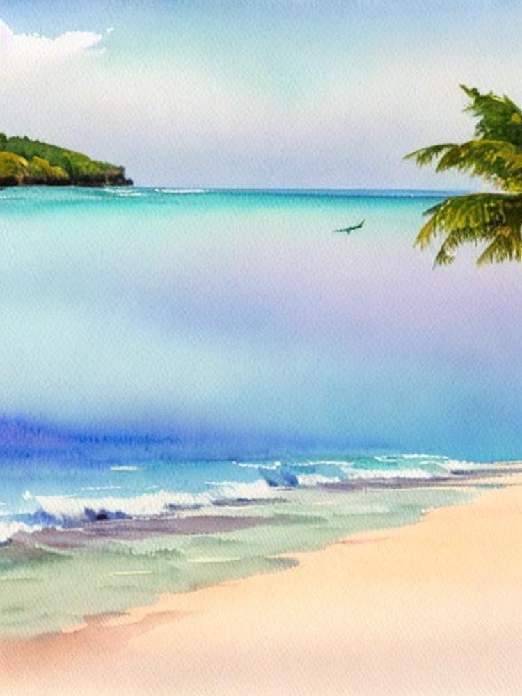 Crane Beach 4, Barbade Aquarelle