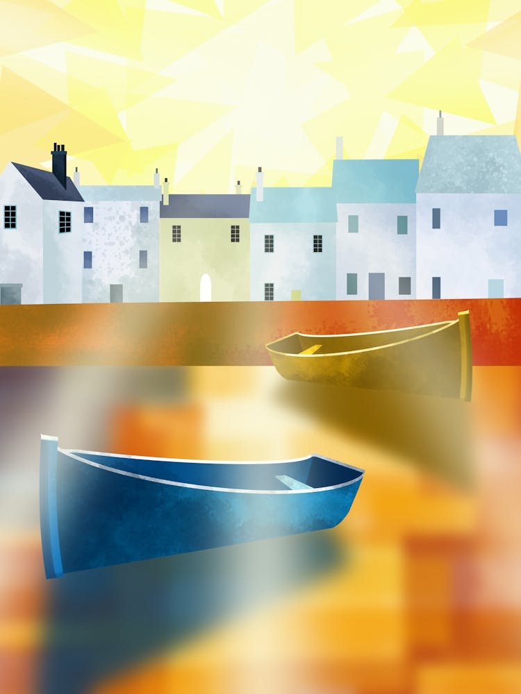 Sundown Over Coastal Town