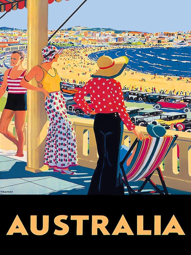 Australia, Ladies On Terrace Looking At The Beach