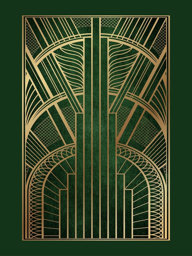 Art Deco Pattern Green and Gold 2