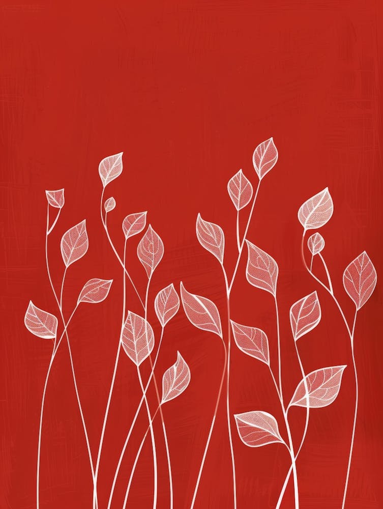Leaves On A Red Background 1