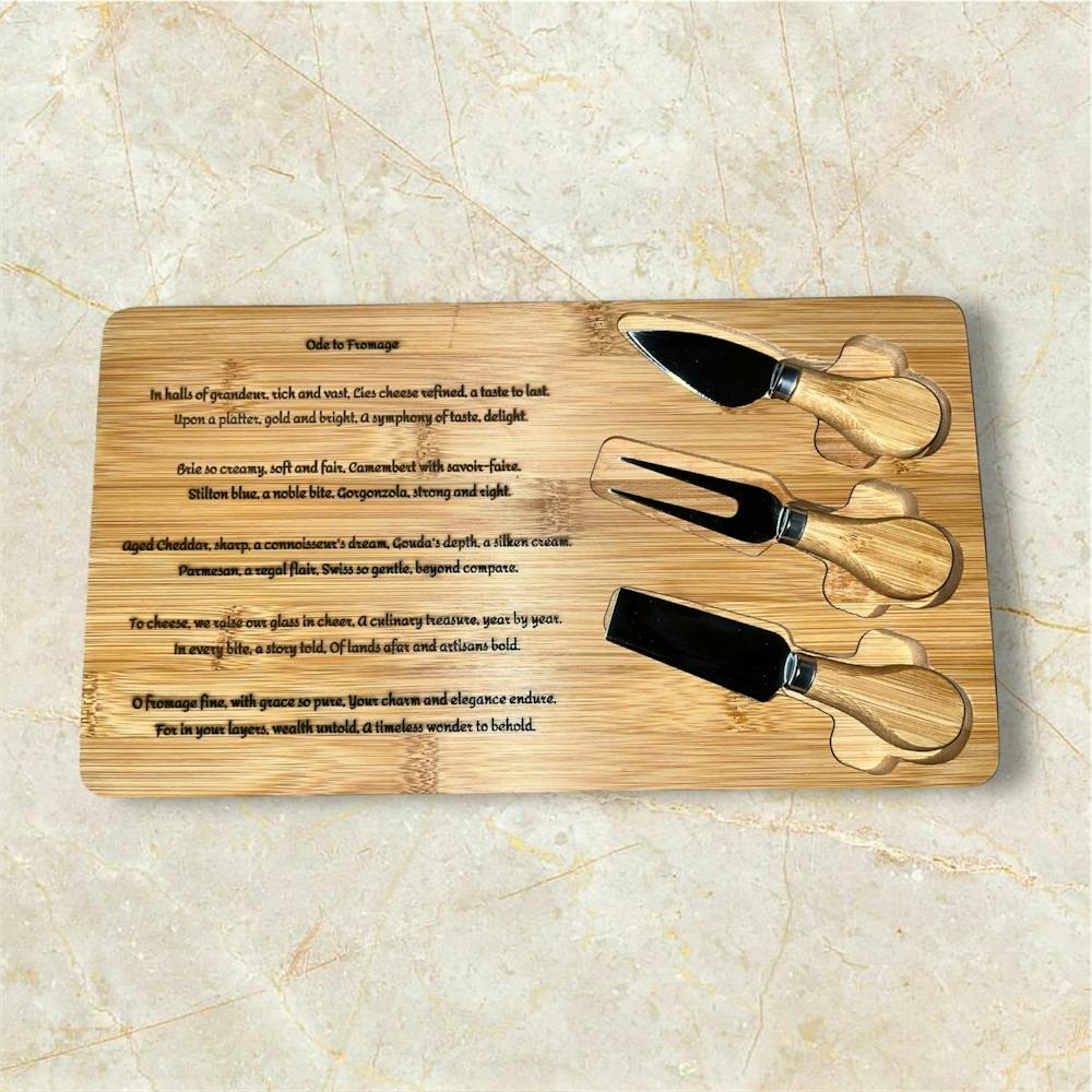 Cheese Board engraved poem