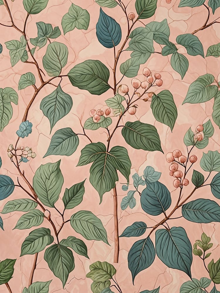 Botanical On Pink Marble