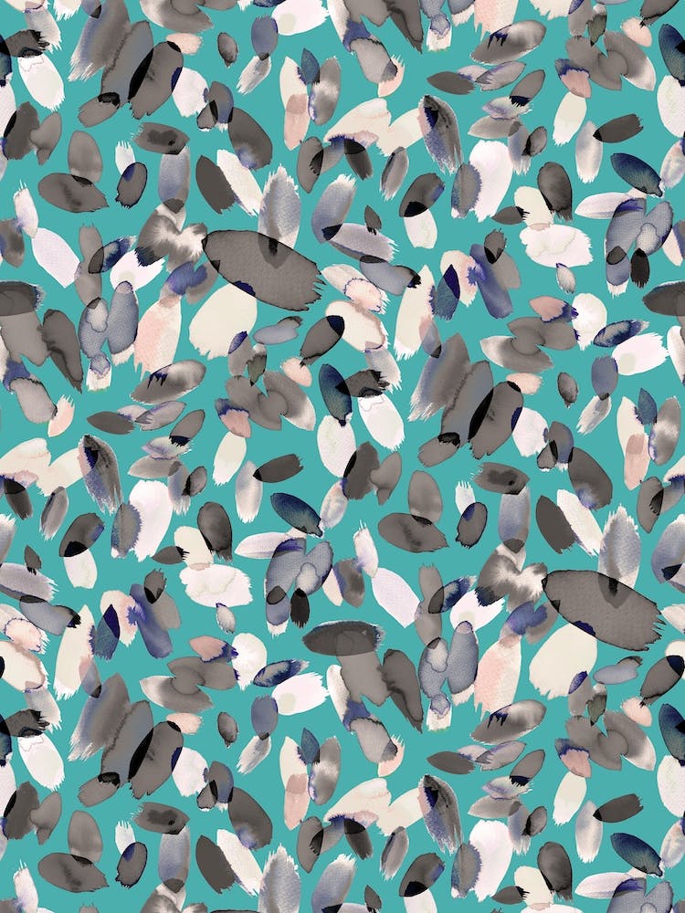 Watercolor Petal Stains Blue Turquoise