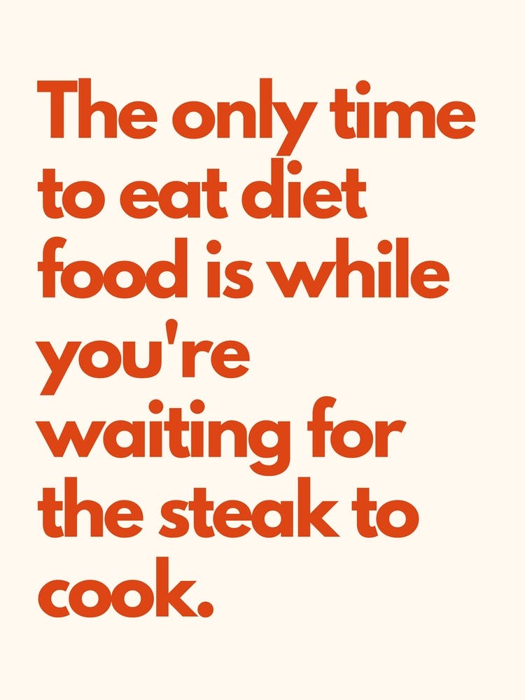 Steak Diet Kitchen Typography Cream Red