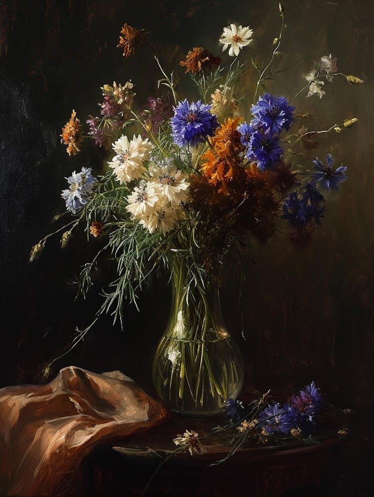 Nature Morte Florale Baroque Scabiosa 3