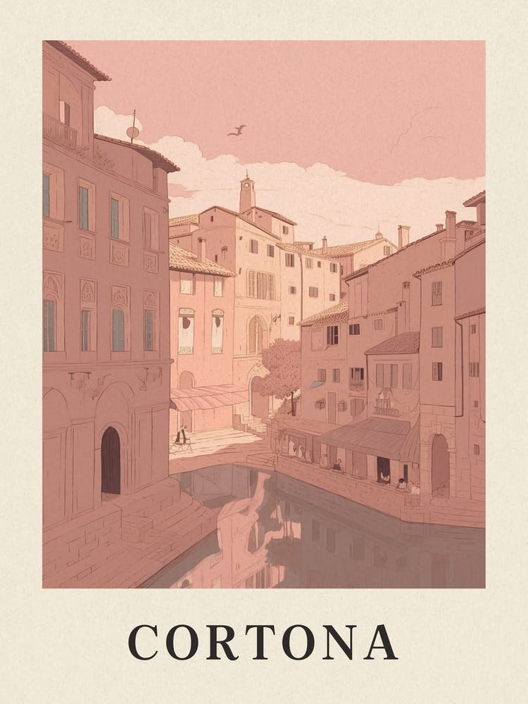 Cortona Vintage Rosa Italy Poster
