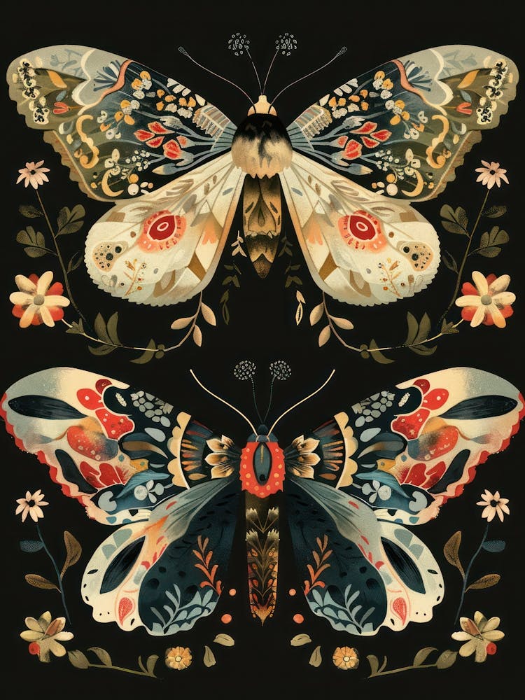 Nocturnal Butterfly William Morris Style 1