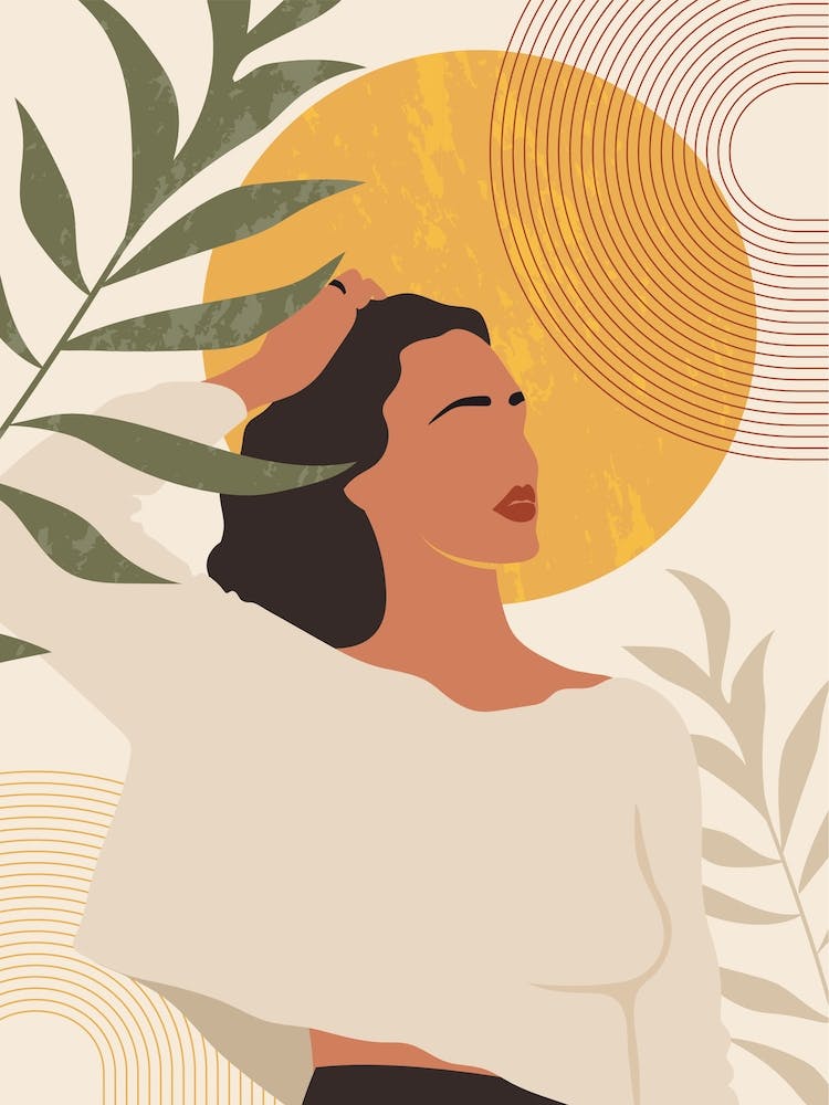 Illustration Of A Woman With Leaves