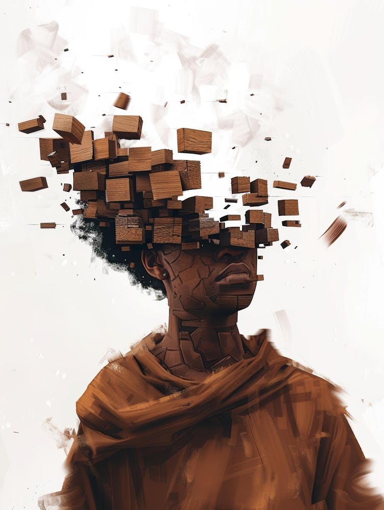 Man With Blocks On His Head