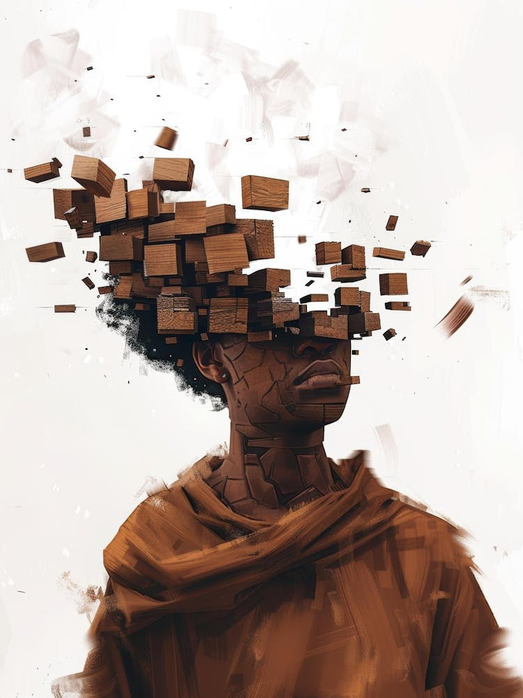 Man With Blocks On His Head